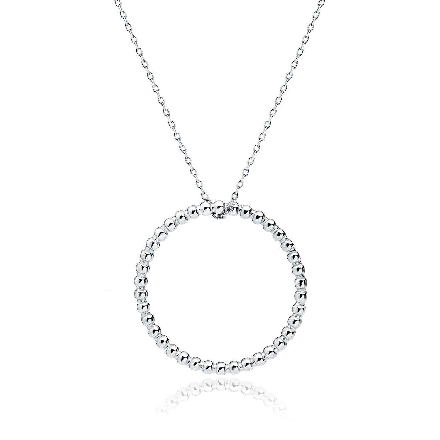 Melchior Jewellery Sterling Silver Beaded Halo Necklace with delicate circular bead design