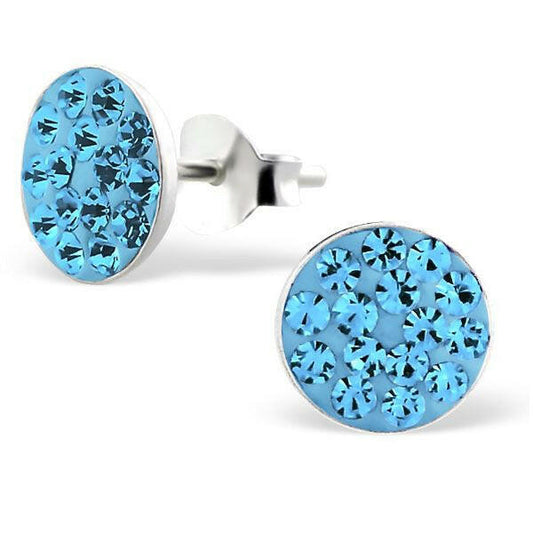Melchior Jewellery sterling silver blue crystal studs womens earrings with bright blue crystals