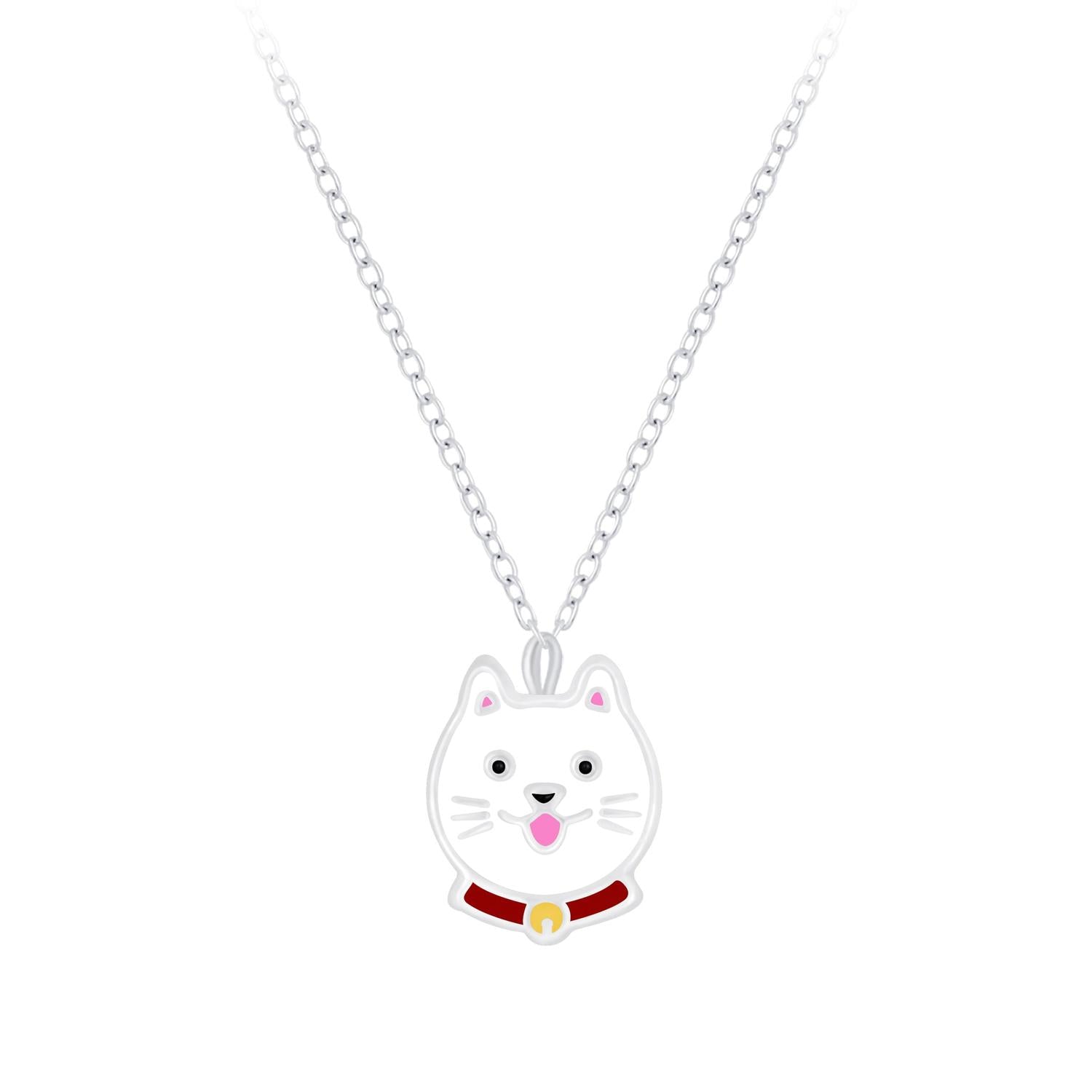 Melchior Jewellery sterling silver cat jewellery for girls necklace with cute white cat pendant