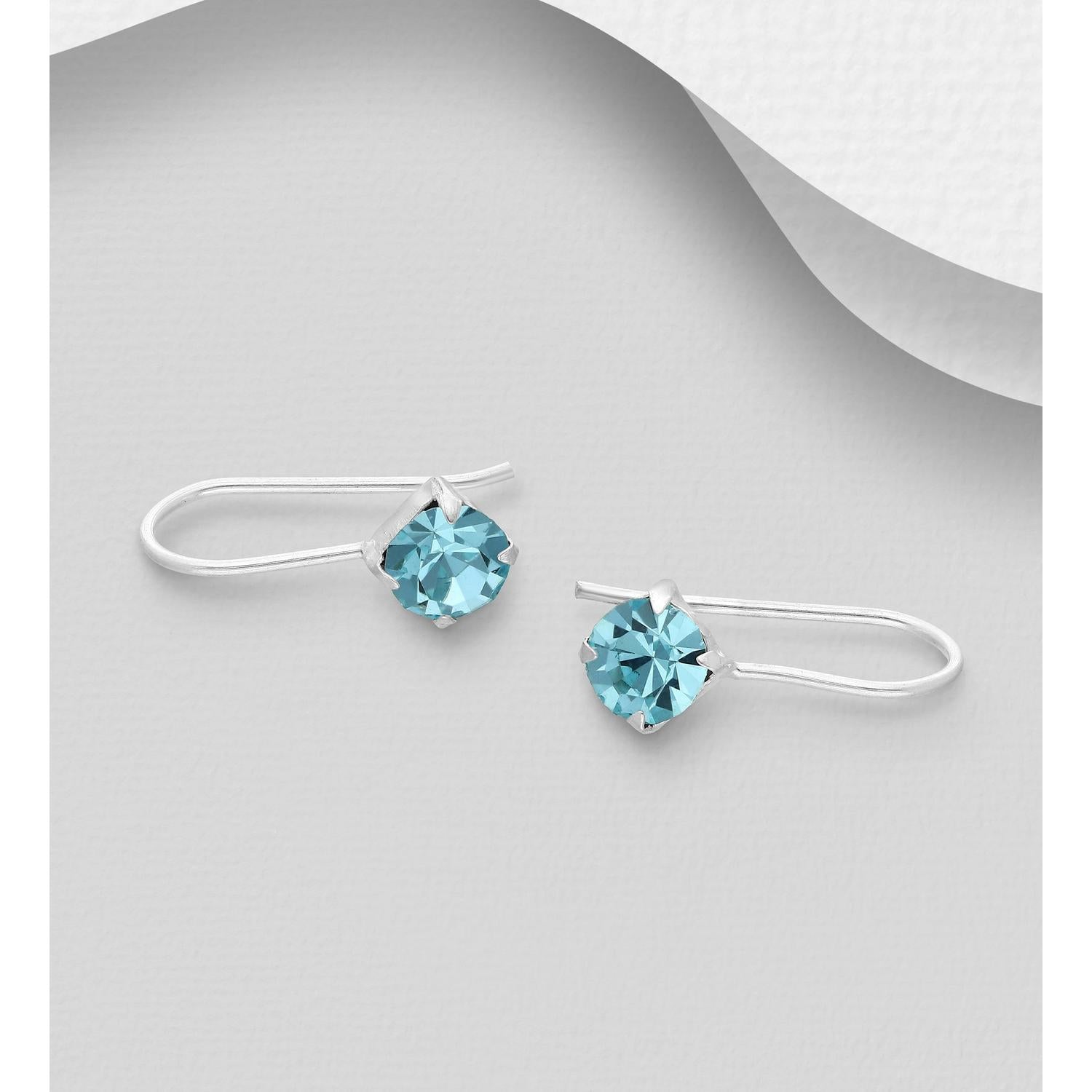 Melchior Jewellery sterling silver cubic zirconia climber earrings with light blue stones for women