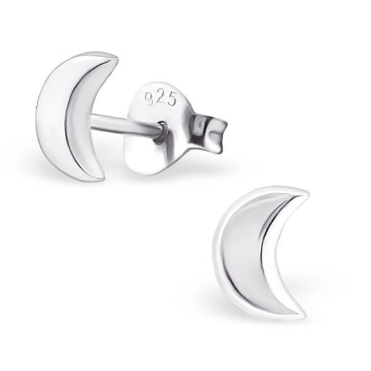 Melchior Jewellery sterling silver half moon earrings polished crescent moon stud pair with 925 stamp