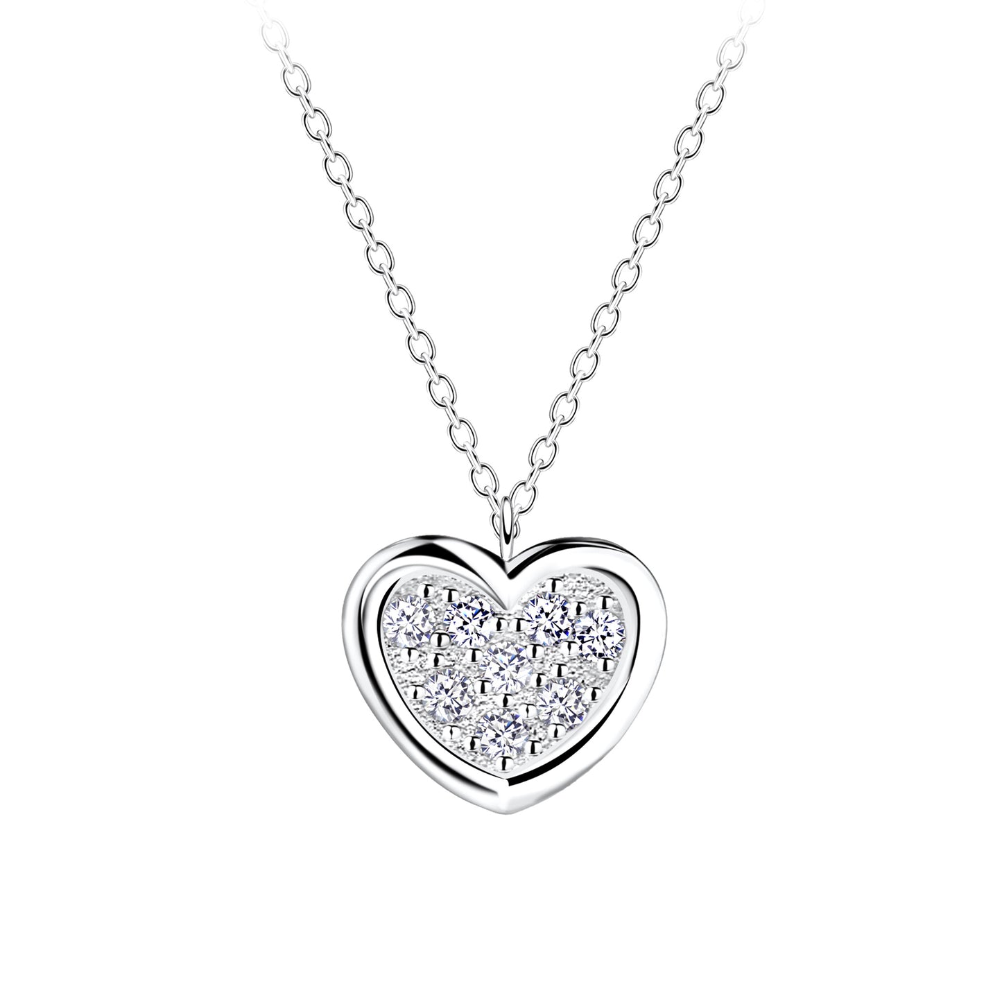 Melchior Jewellery sterling silver heart necklace for woman with sparkling diamond pendant