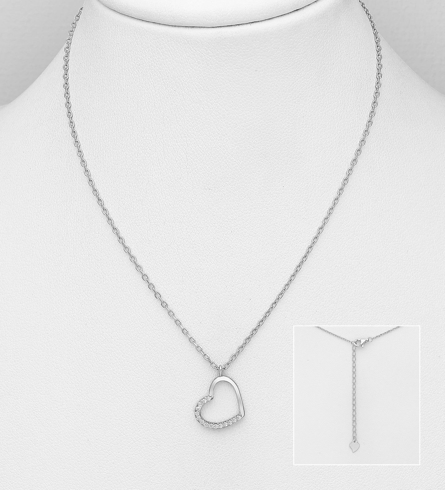 Melchior Jewellery sterling silver heart necklace for women with delicate chain and open heart pendant