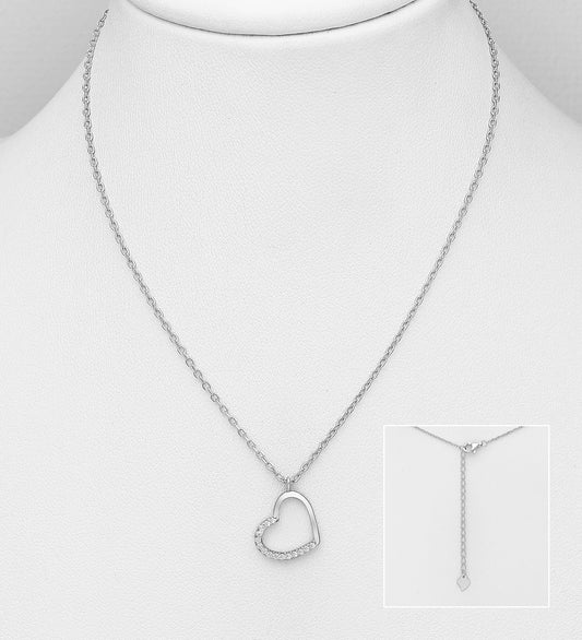 Melchior Jewellery sterling silver heart necklace for women with delicate chain and open heart pendant
