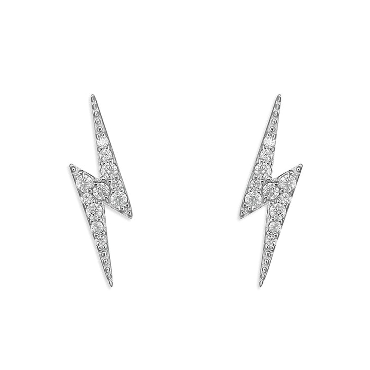 Melchior Jewellery sterling silver lightning bolt earrings with sparkling crystal detailing for women