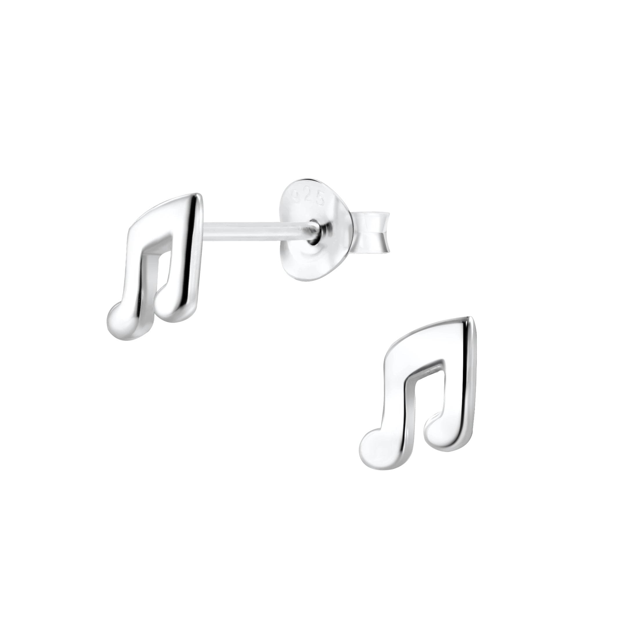 Melchior Jewellery sterling silver music note stud earrings for women with a polished finish