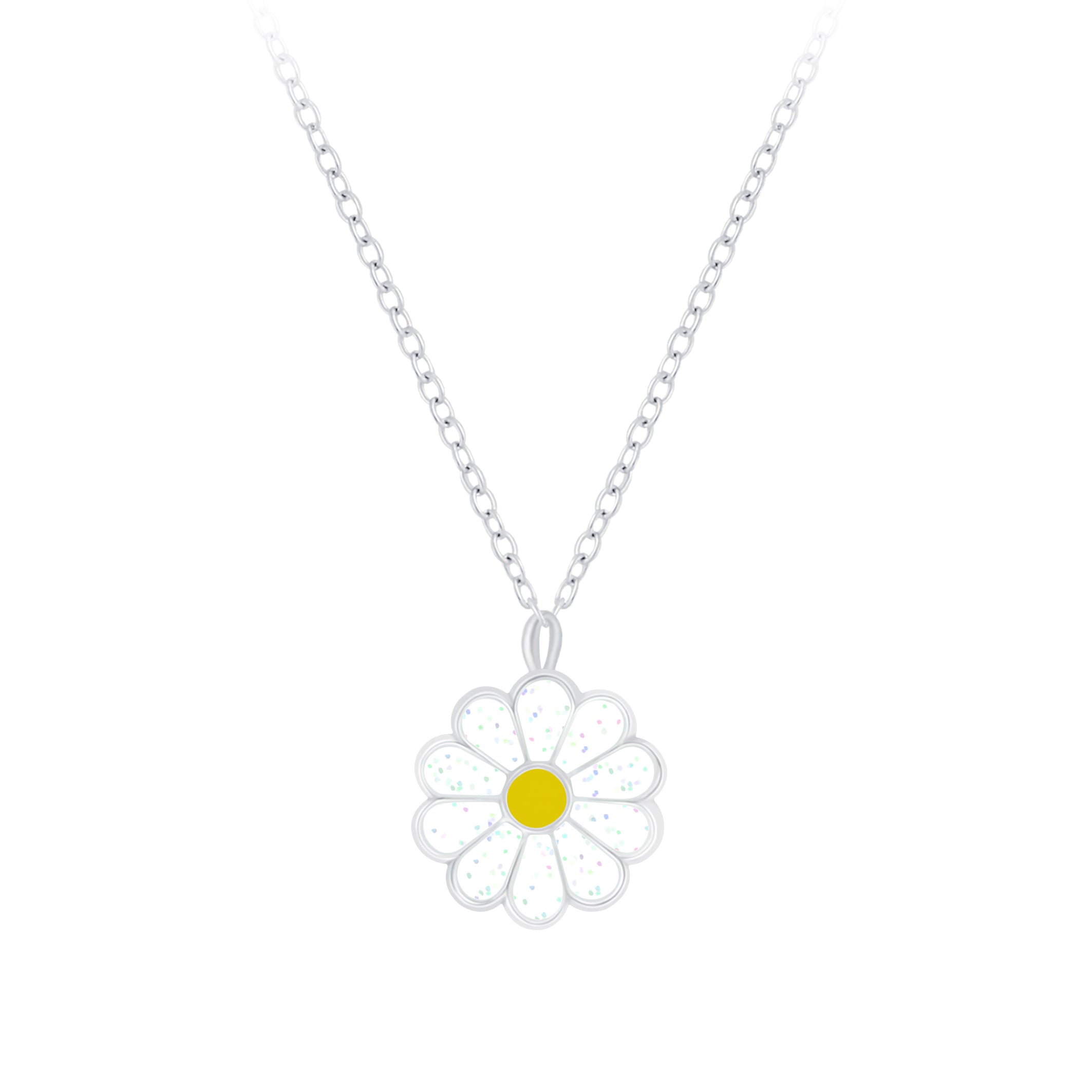 Sterling silver necklace for children featuring a delicate daisy flower pendant by Melchior Jewellery