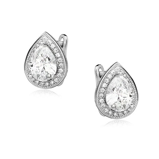 Melchior Jewellery sterling silver pear shaped stud earrings with sparkling crystal accents