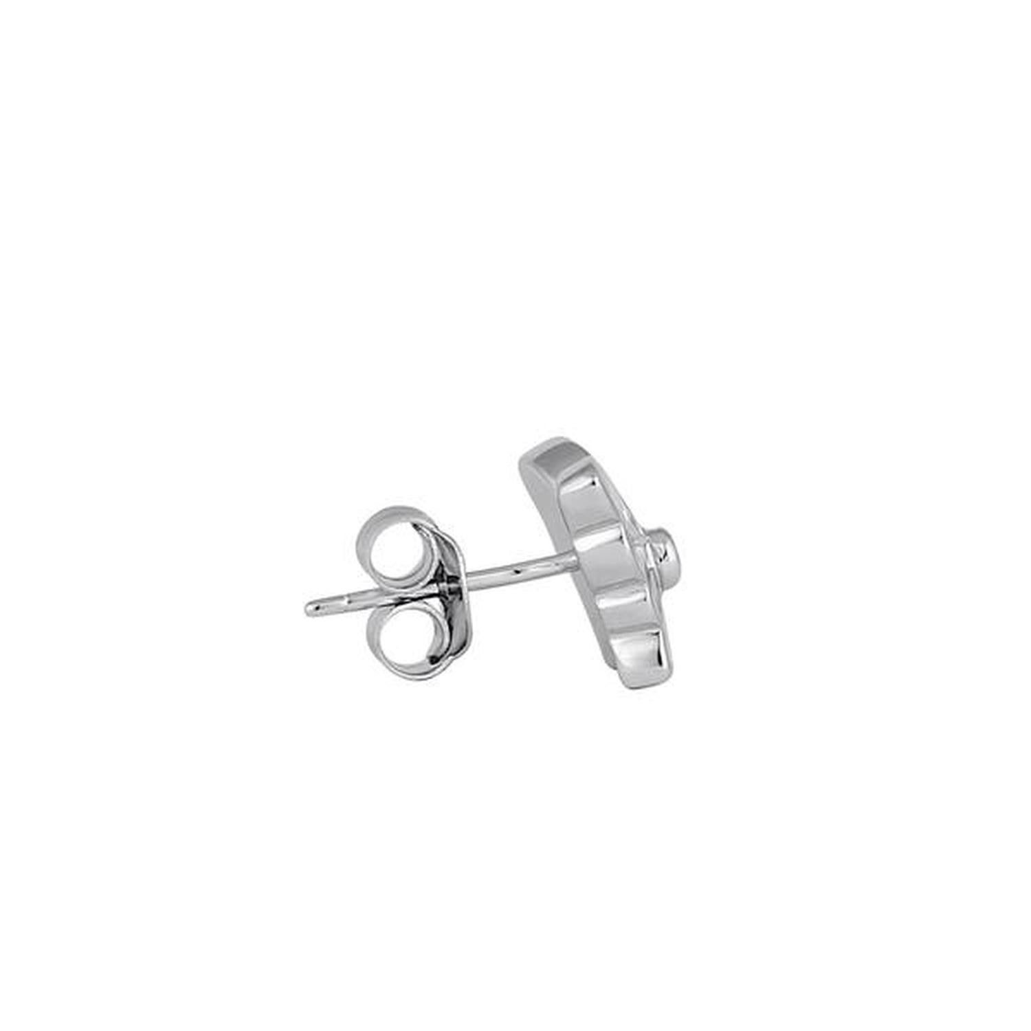 Melchior Jewellery sterling silver pink opal butterfly earrings stud close-up side view
