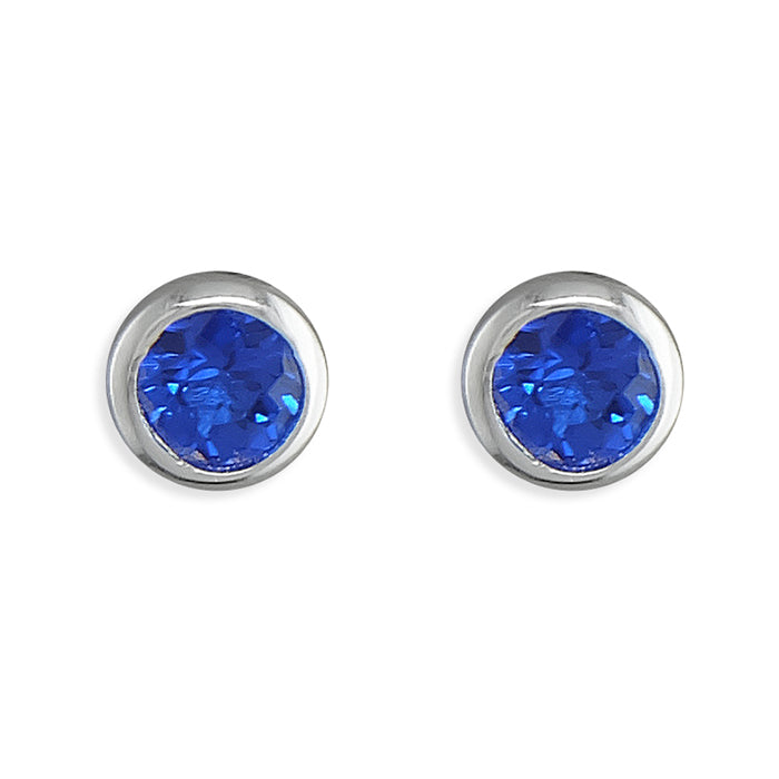Melchior Jewellery sterling silver September birthstone earrings with blue gemstones for women