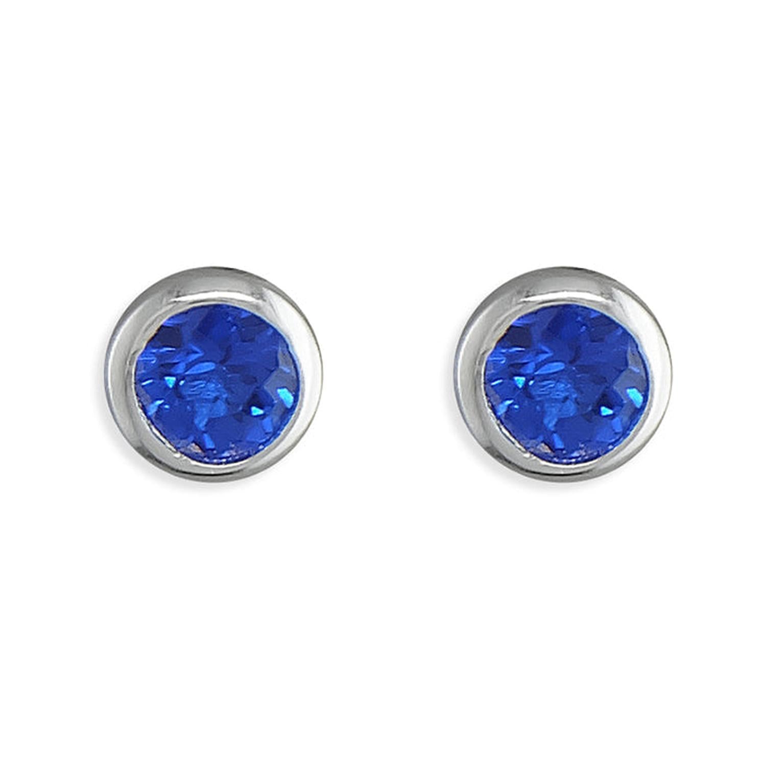 Melchior Jewellery sterling silver September birthstone earrings with blue gemstones for women