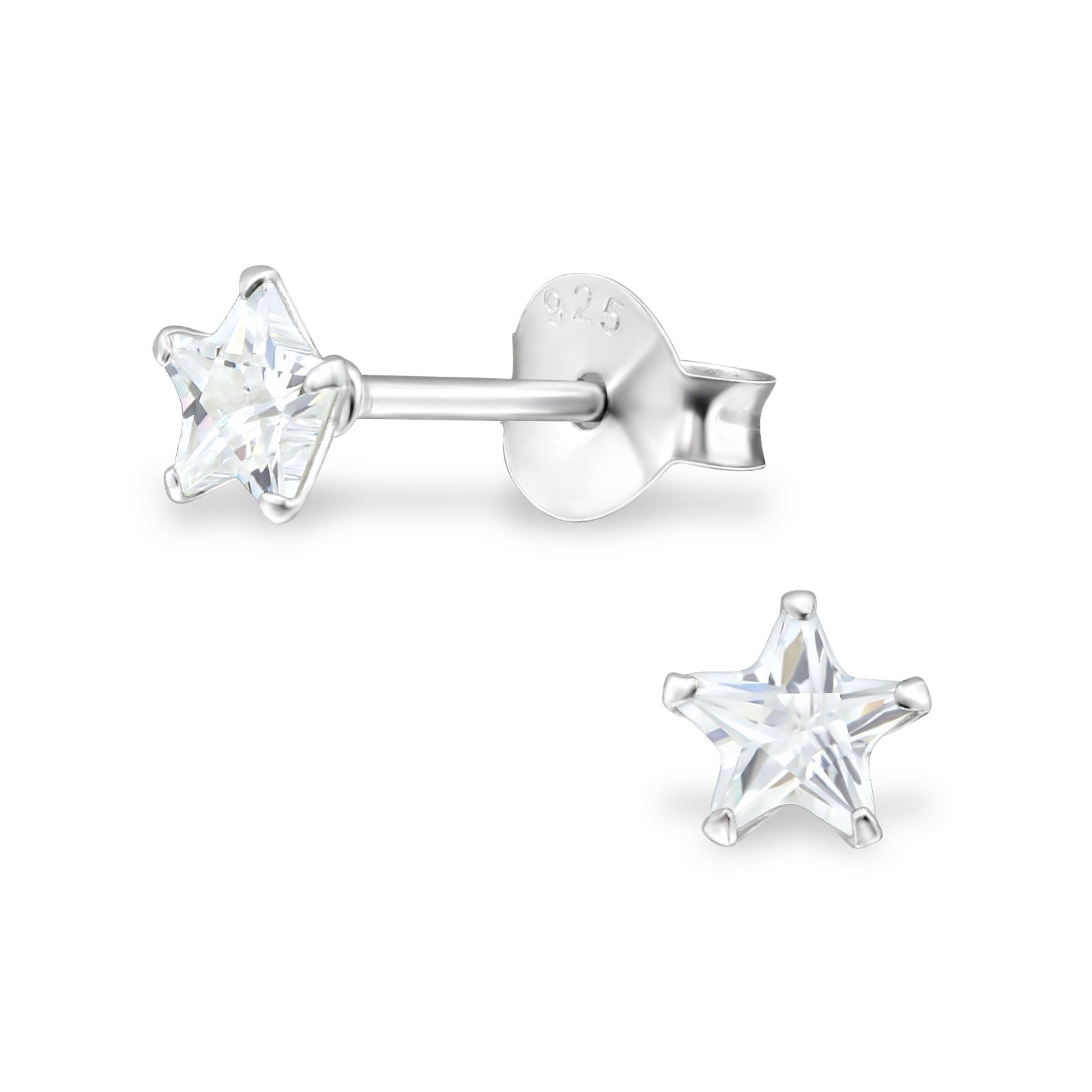 Melchior Jewellery sterling silver star birthstone earrings 925 star studs with sparkling clear stones