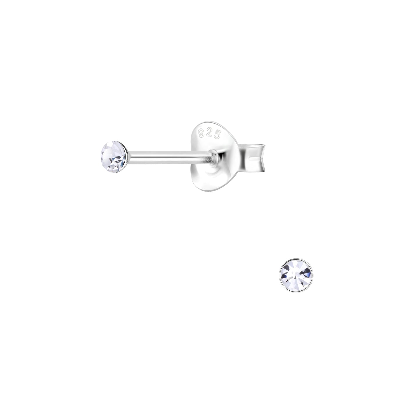 Melchior Jewellery sterling silver tiny stud earrings for children with clear cubic zirconia stones
