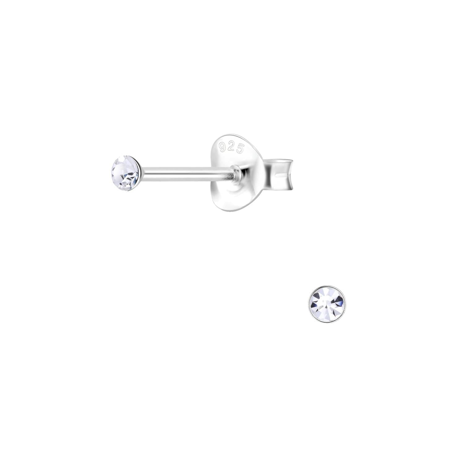 Melchior Jewellery sterling silver tiny stud earrings with clear round stones for women