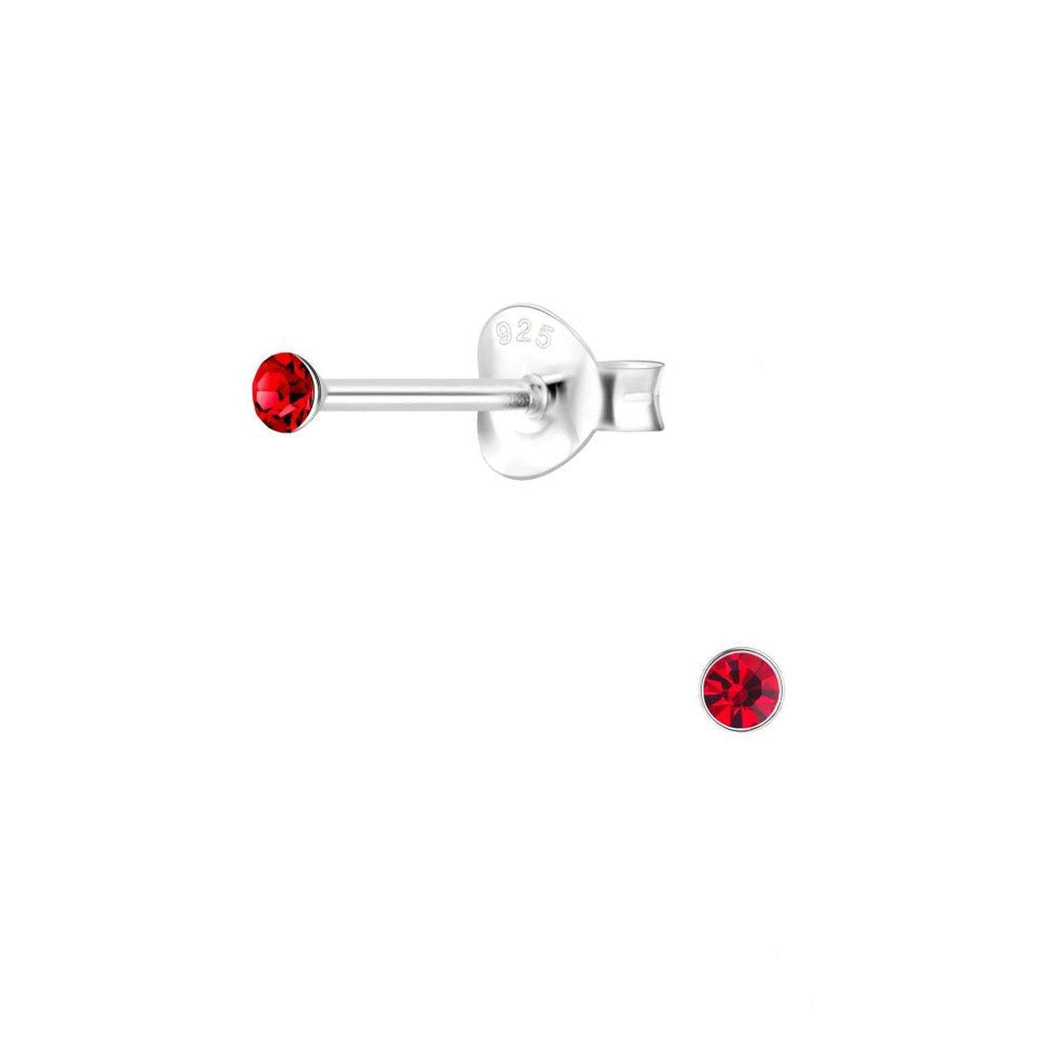 Melchior Jewellery sterling silver tiny stud earrings with small red gemstones for women