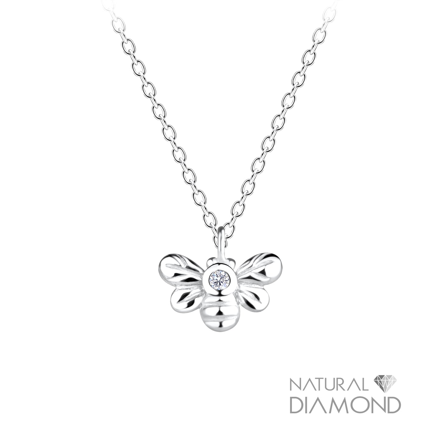 Melchior Jewellery sterling silver bee necklace woman with diamond detail on fine chain