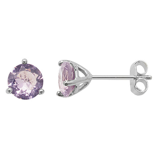 Sterling Silver 6mm CZ Light Amethyst Stud Earrings June Birthstone - Melchior Jewellery