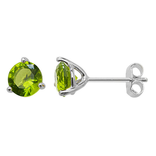 Sterling Silver 6mm CZ Peridot Stud Earrings August Birthstone - Melchior Jewellery