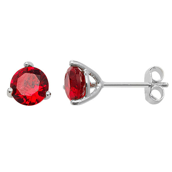 Sterling Silver 6mm CZ Ruby Stud Earrings July Birthstone - Melchior Jewellery