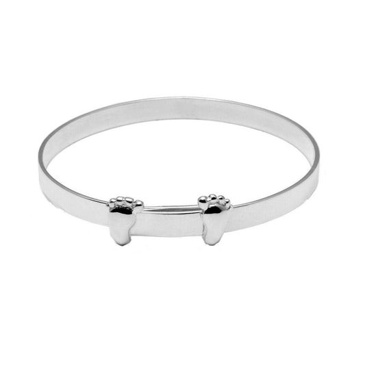 925 Sterling Silver Feet Expandable Baby Bangle - Melchior Jewellery
