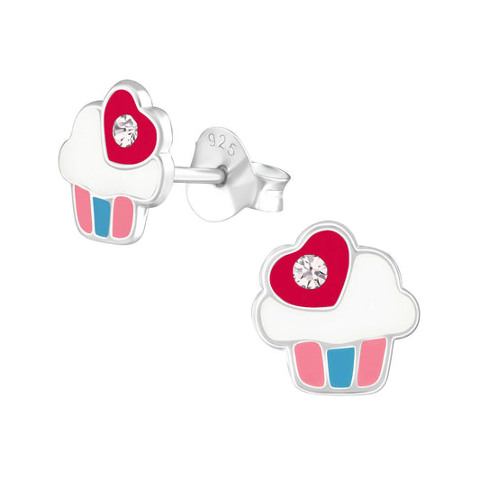Children's Sterling Silver Cupcake Stud Earrings - Melchior Jewellery