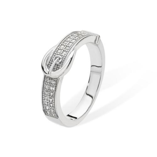 Sterling Silver CZ Buckle Ring - Melchior Jewellery