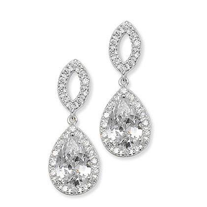 Sterling Silver Pear Drop Cubic Zirconia Earrings - Melchior Jewellery