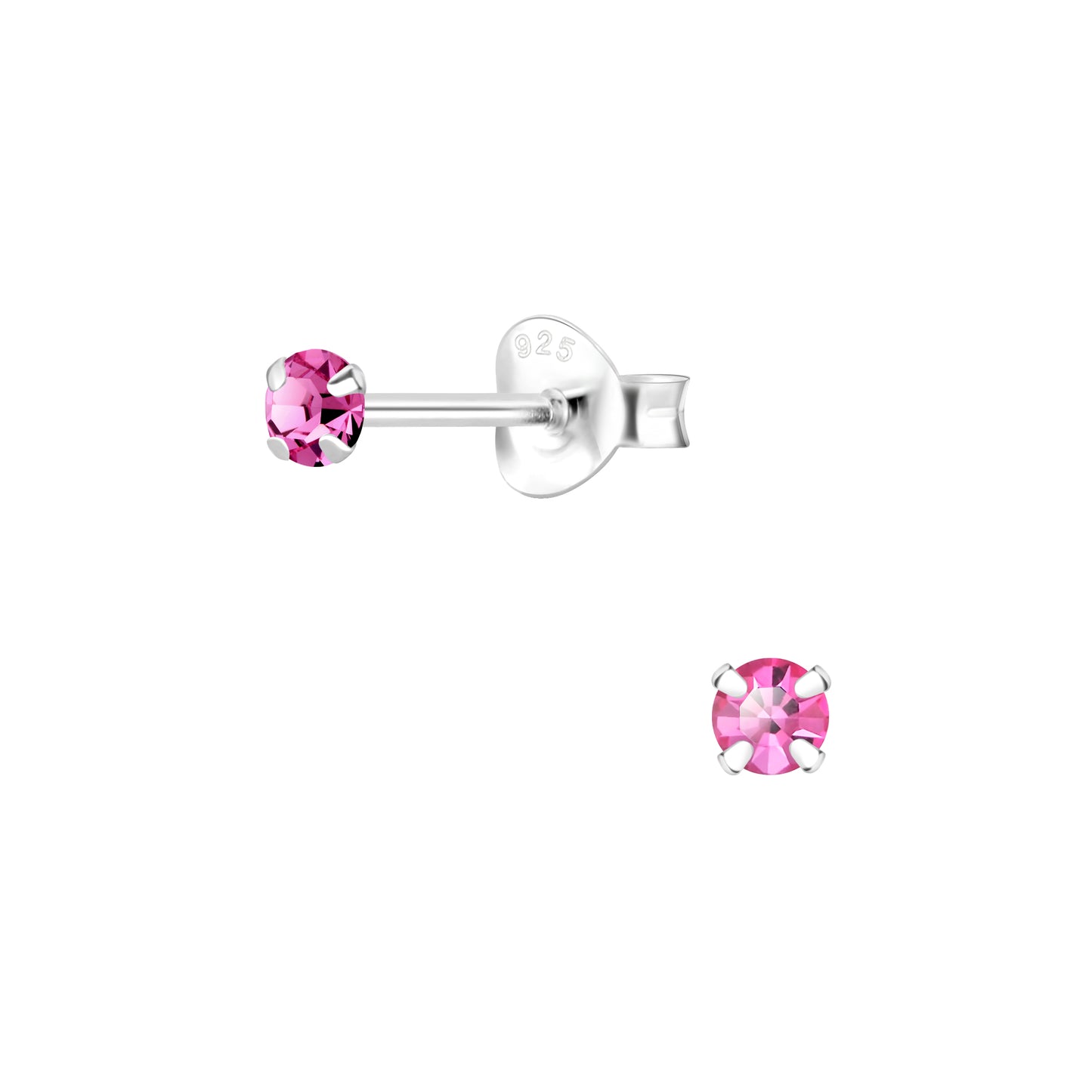 Melchior Jewellery childrens pink crystal studs with 925 posts sterling silver crystal stud earrings