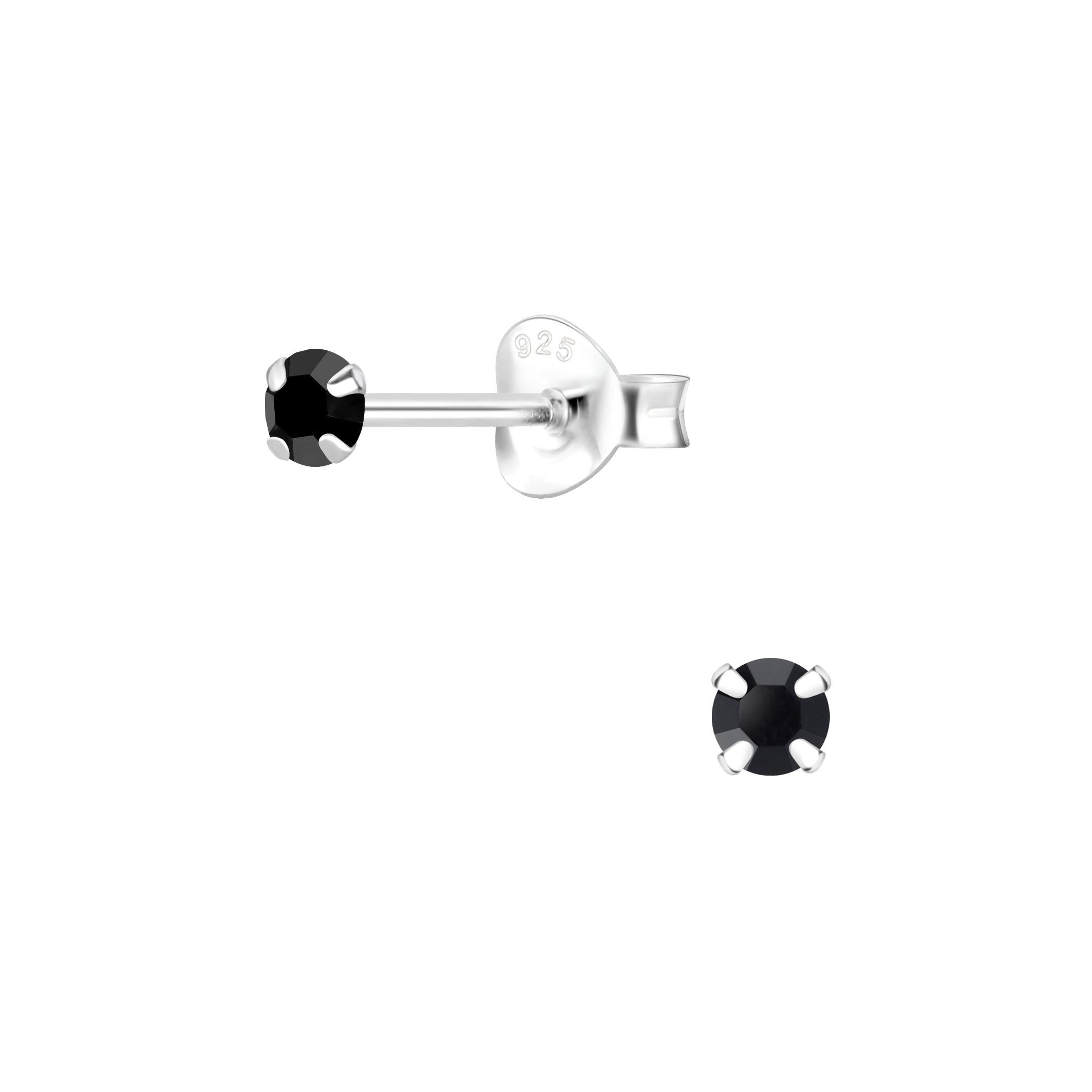 Melchior Jewellery childrens sterling silver crystal stud earrings with small black crystal and 925 post