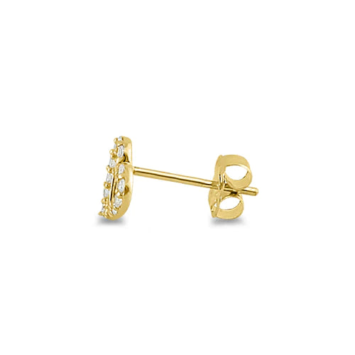14K Yellow Gold Heart Clear Round CZ Earrings