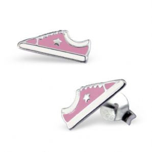 Children s Sterling Silver Pink Training Shoe Stud Earrings