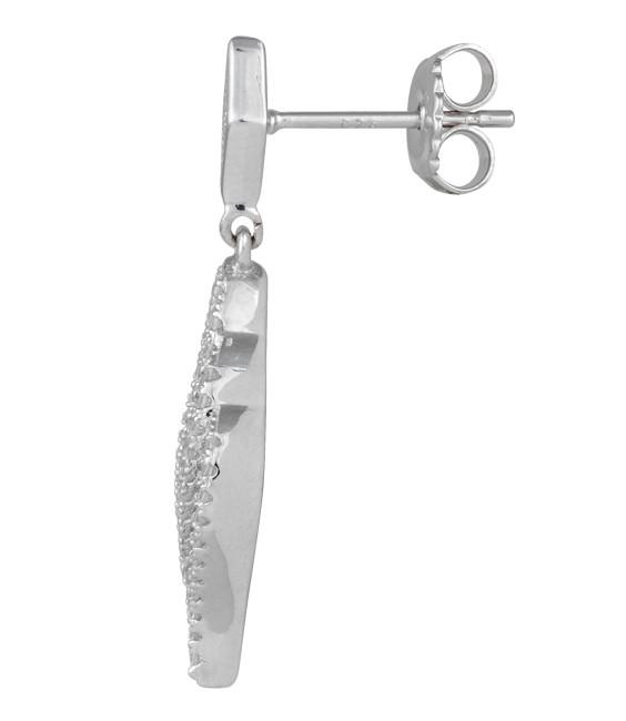 Sterling Silver Cubic Zirconia Triple Flame Drop Earrings - Melchior Jewellery