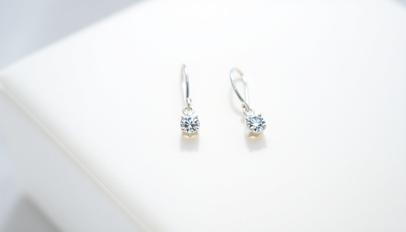 Silver drop earrings featuring sparkling blue gemstones.
