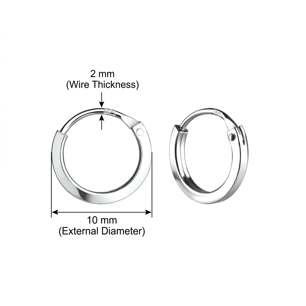 Sterling Silver 10mm Hinged Micro-Huggie Hoop - Melchior Jewellery 
