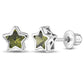 Sterling Silver Girls August CZ Star Birthstone Screw Back Earrings