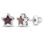 Sterling Silver Girls January Star Birthstone Screw Back Earrings