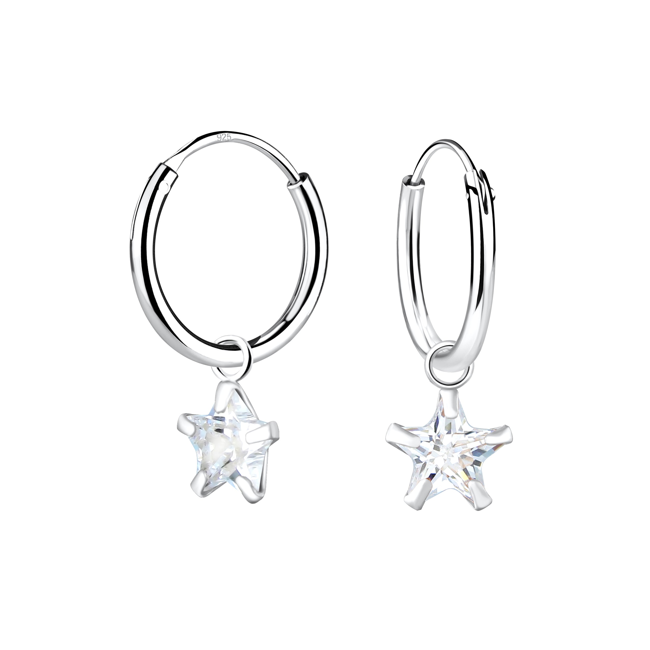 925 Sterling Silver CZ Star Hoop Earrings for Women - Melchior Jewellery 