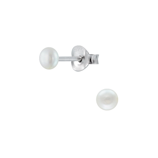 Sterling Silver Classic Freshwater Cultured Pearl Girls Earrings