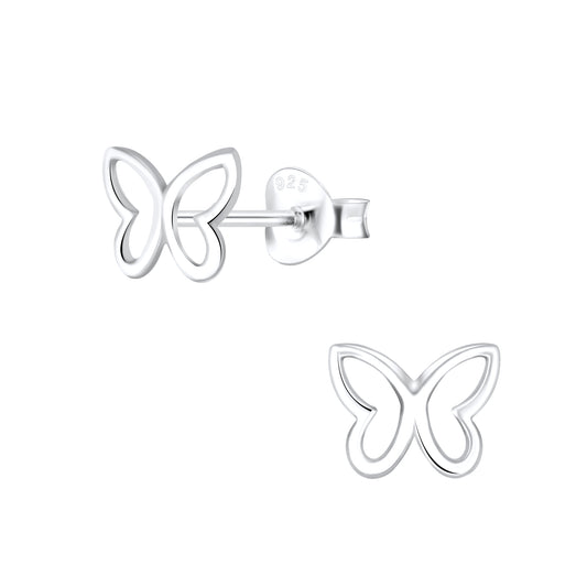 Children's Sterling Silver Open Butterfly Stud Earrings