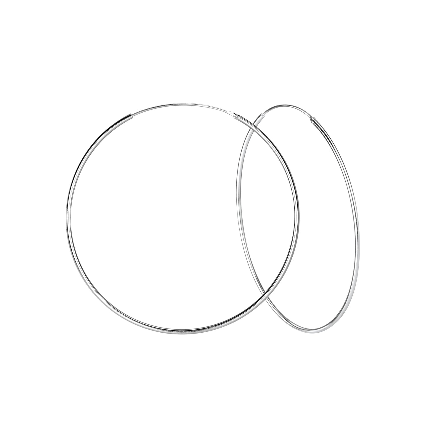 Sterling Silver 1.2mm Rhodium Plated Hoop Earrings - Choose your Size