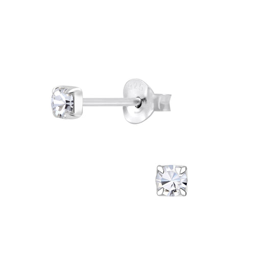 Sterling Silver 3mm Round Brilliant Cubic Zirconia Stud Earrings