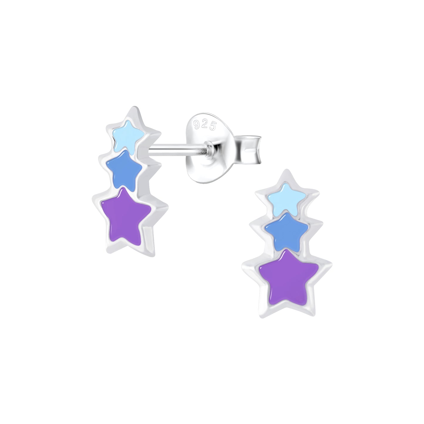 Sterling Silver Triple Star Childrens Earrings