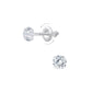 Children's Sterling Silver 4mm Clear Round Screw Back Earrings