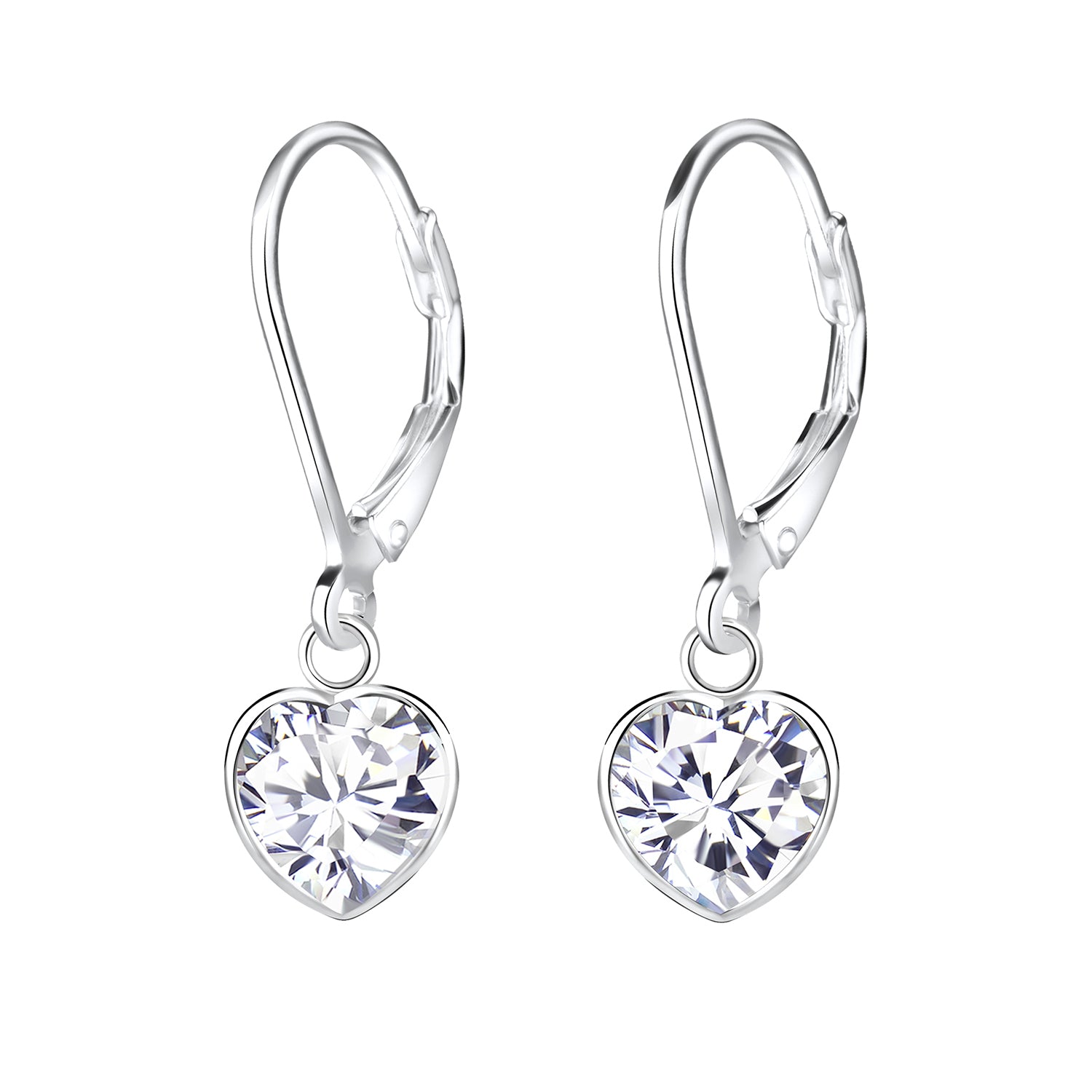 Sterling Silver CZ Heart Earrings for Girls - Melchior Jewellery 