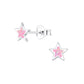 Sterling Silver Pink Sparkly Star Kids Stud Earrings