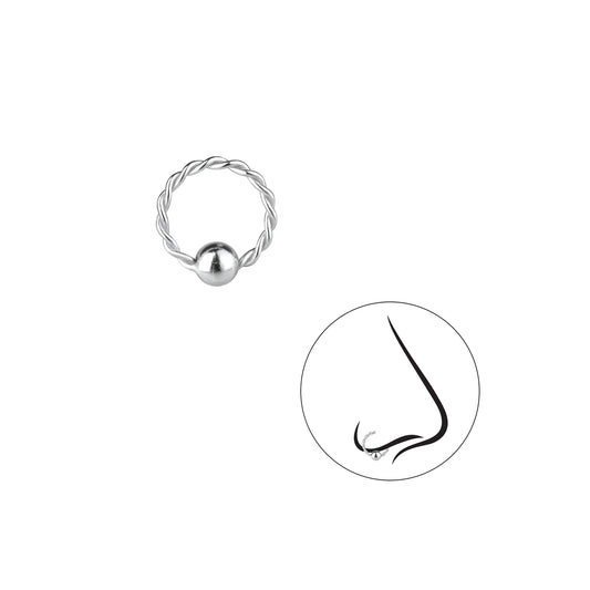 Sterling Silver 8mm Twisted Continuous Ring Nose Ring