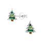 Children's Sterling Silver Crystal Christmas Tree Stud Earrings