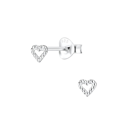 Children's Sterling Silver 4mm Open Heart Stud Earring