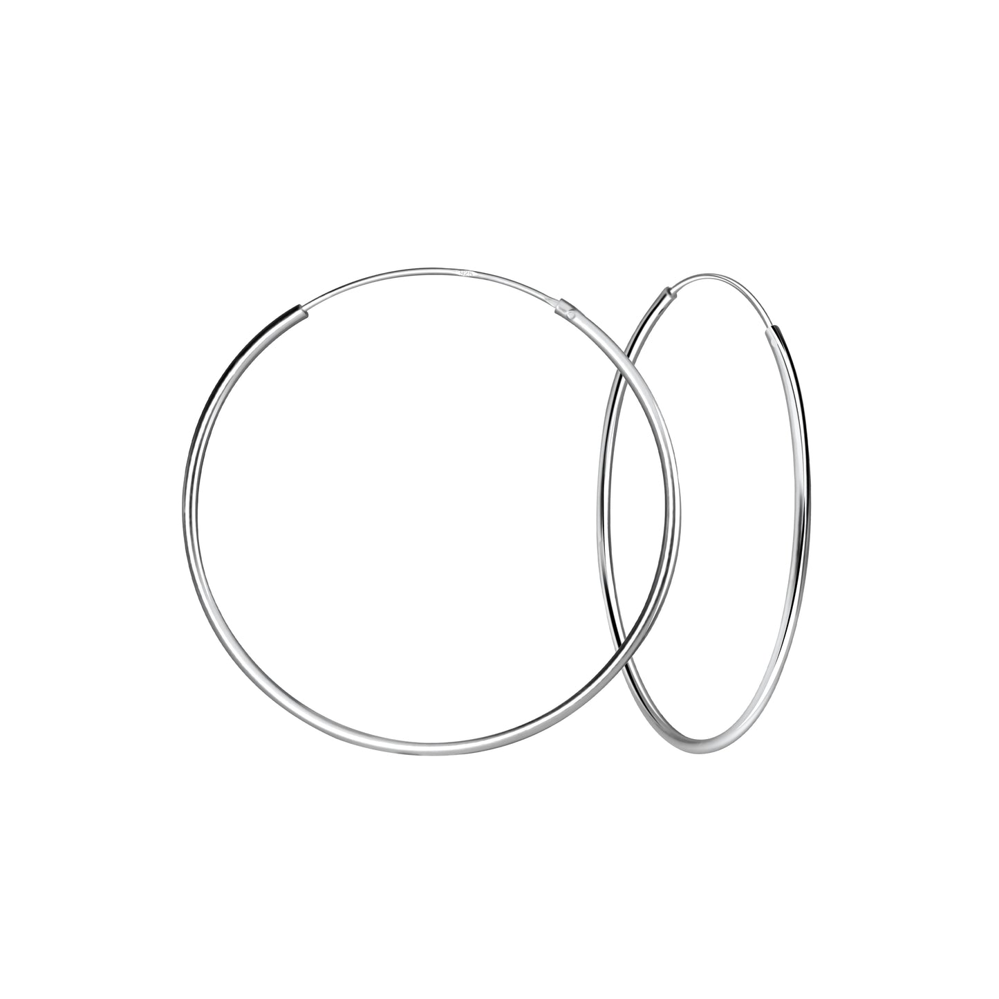 Sterling Silver 1.2mm Rhodium Plated Hoop Earrings - Choose your Size