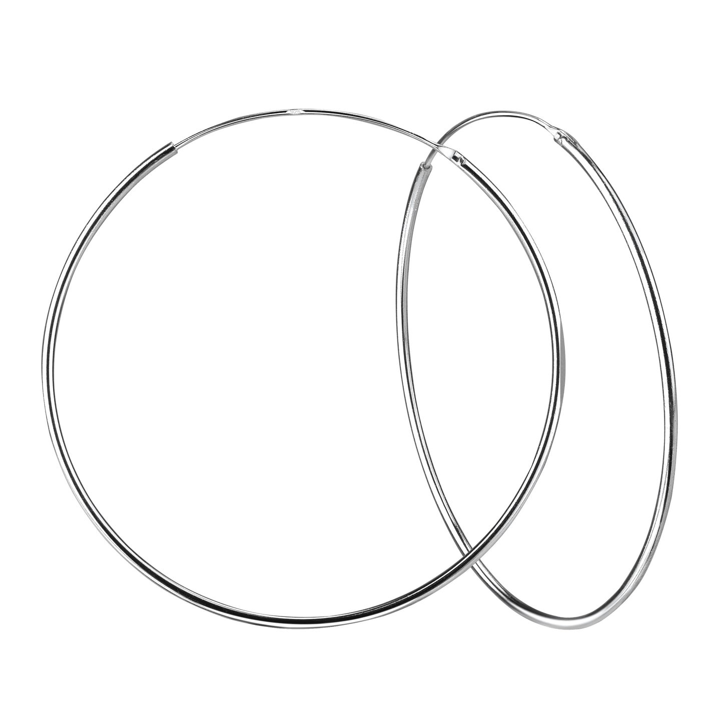 Sterling Silver 1.2mm Rhodium Plated Hoop Earrings - Choose your Size